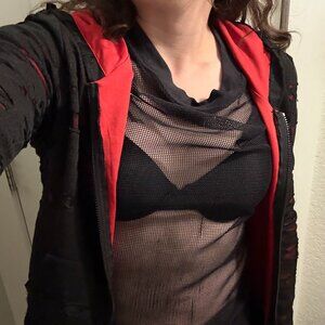 Folter Women's XL RED/BLACK Decay Hoodie vintage late 00s/*discontinued*